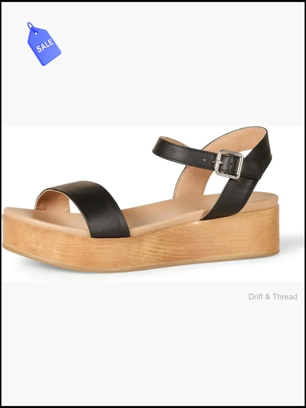 Two Band Ankle Strap Open Toe Flatform Sandal Women's Platform Sandal